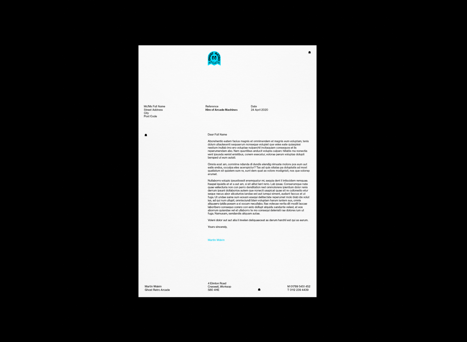 Ghost Retro Arcade (Branded Materials , Letterhead) - Smart Business Branding